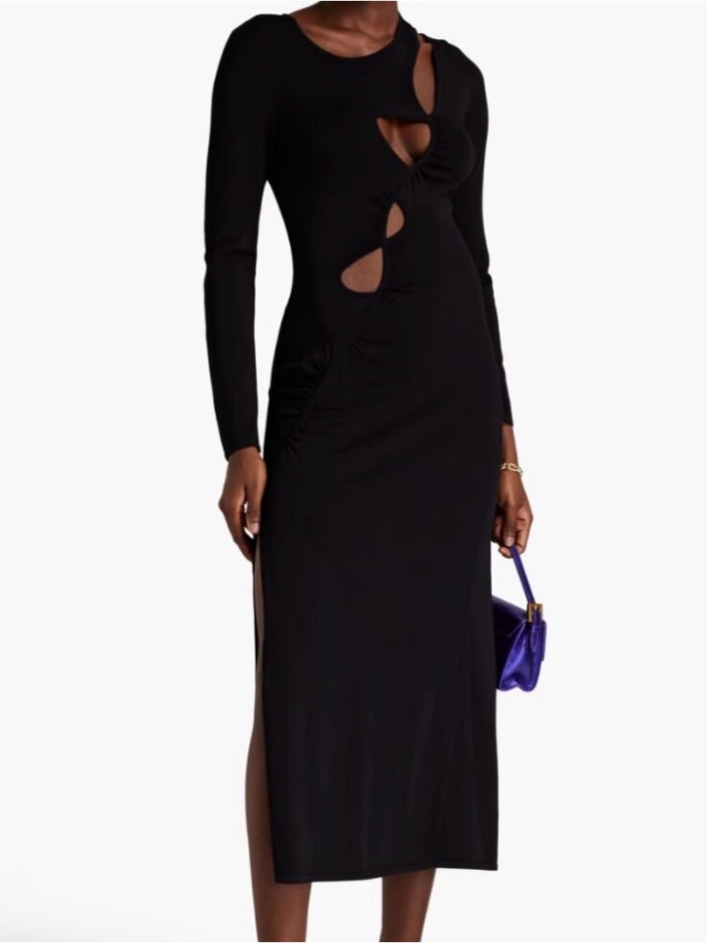 MAJE Cutout knit midi dress black